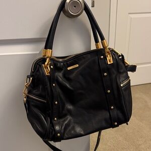 Rebecca Minkofff Black Cupid Satchel Black Leather Handbag w/ Gold Hardware